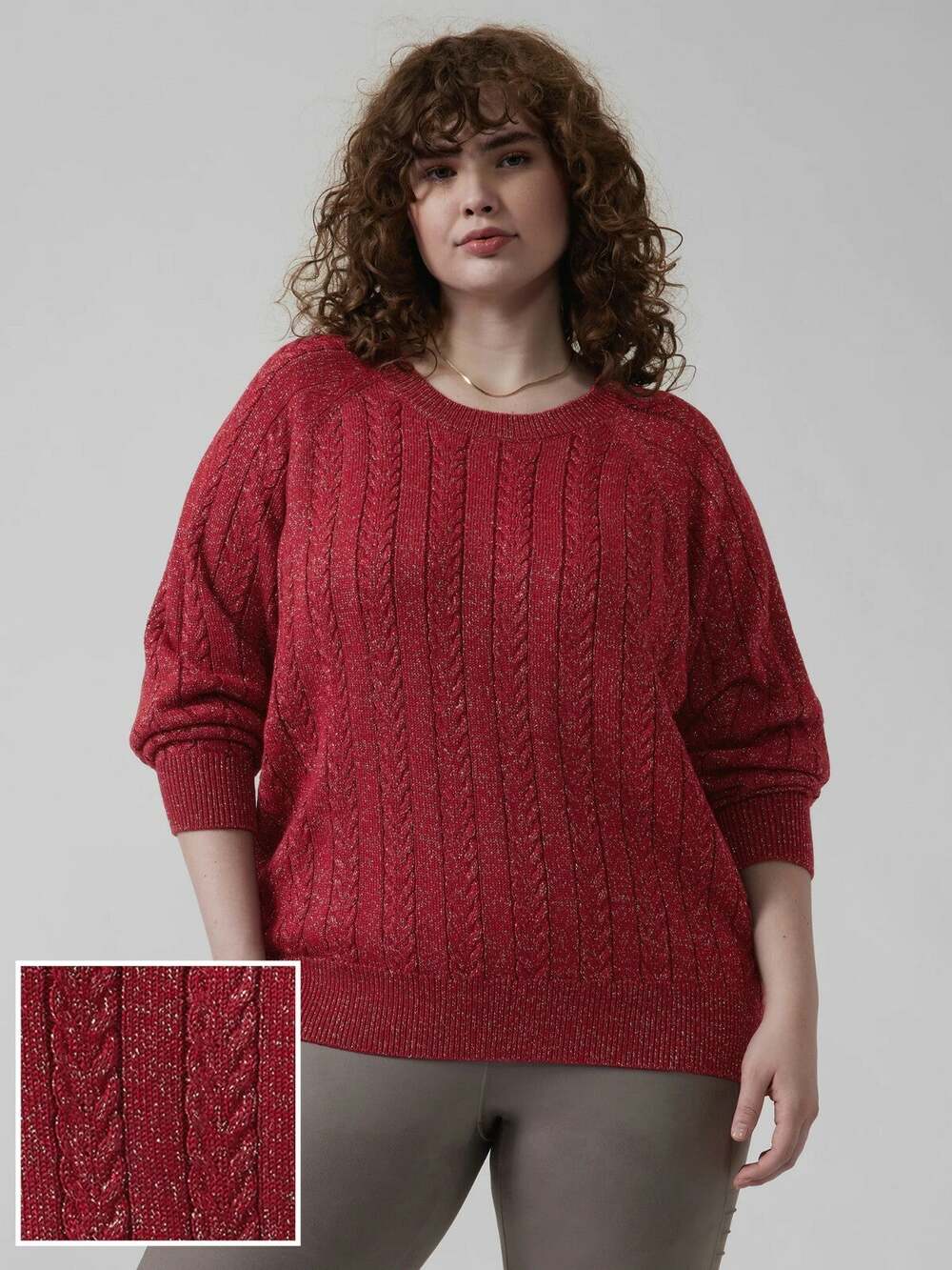 NWOT Athleta Crossroads Crew Sweater,Decadent Red Metallic SIZE M #984562 W0126